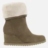 Botines en serraje taupe con vuelta de pelo beige