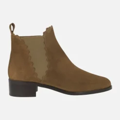 Botines estilo chelsea en piel serraje color cuero