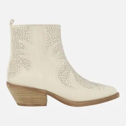Botines estilo cowboy Alpe Holly en piel color blanco roto