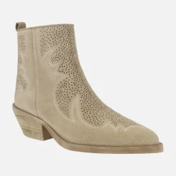 Botines estilo cowboy Alpe Holly en piel serraje arena