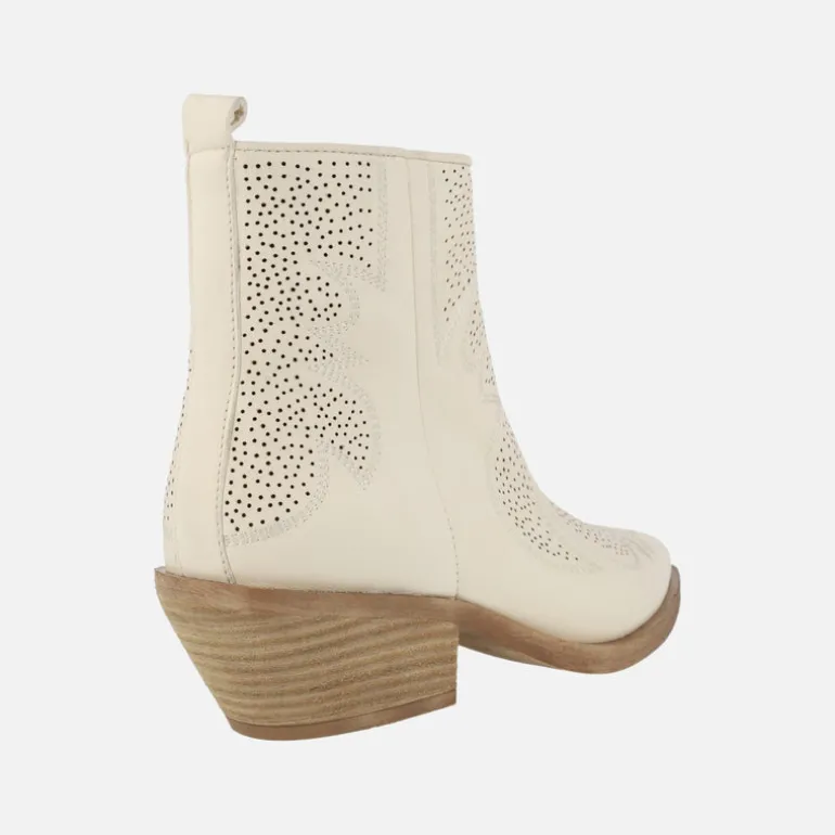 Botines estilo cowboy Alpe Holly en piel color blanco roto