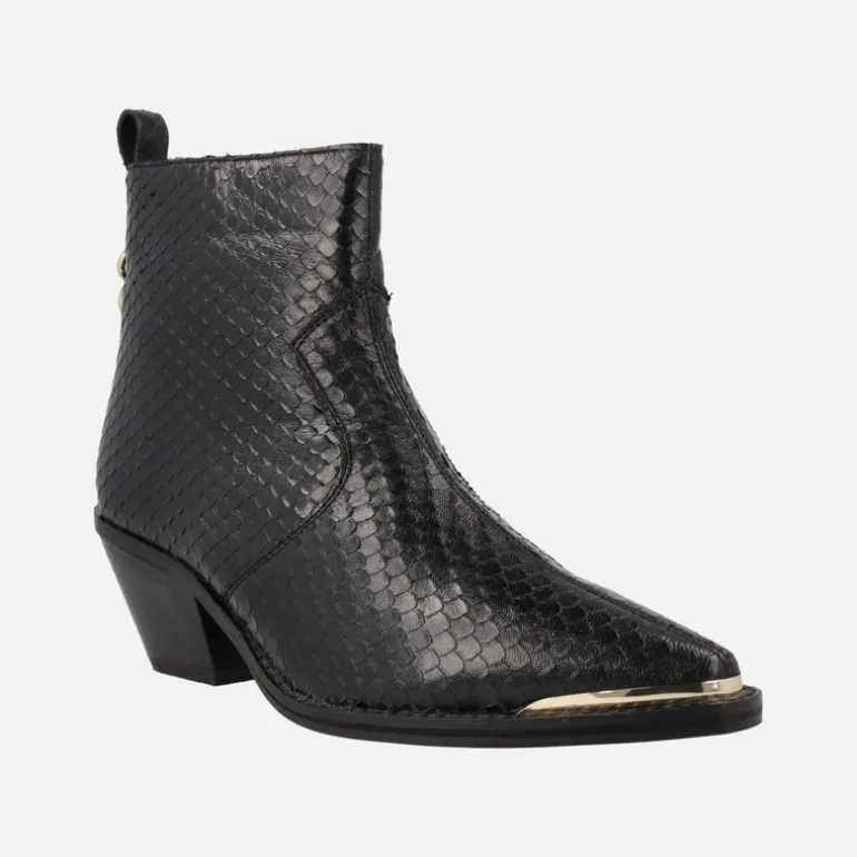 Botines estilo cowboy en piel grabada efecto serpiente Smyrna