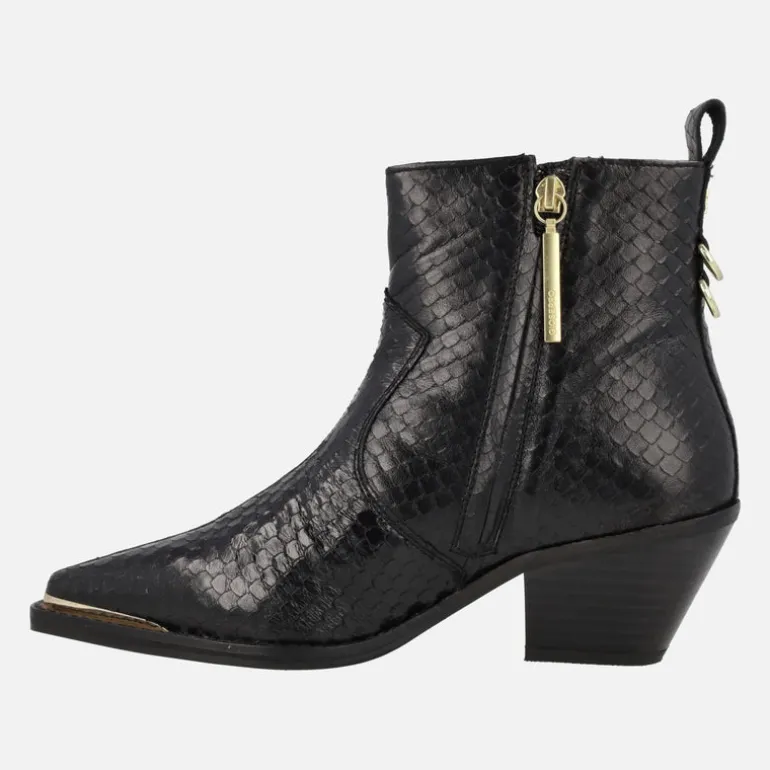 Botines estilo cowboy en piel grabada efecto serpiente Smyrna