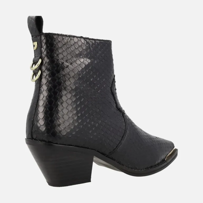 Botines estilo cowboy en piel grabada efecto serpiente Smyrna