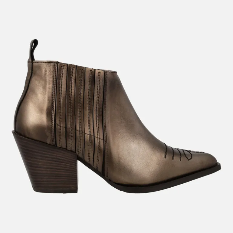 Botines estilo cowboy Sunriver en piel metalizada