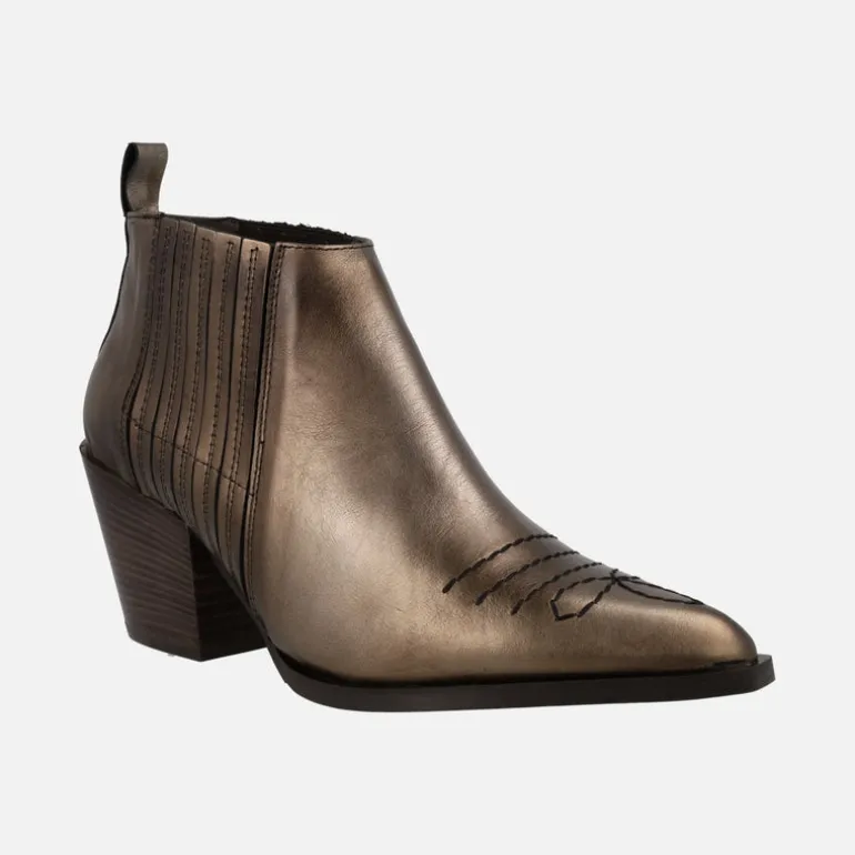 Botines estilo cowboy Sunriver en piel metalizada