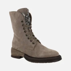 Botines joya con cordones Alma en pena en serraje taupe