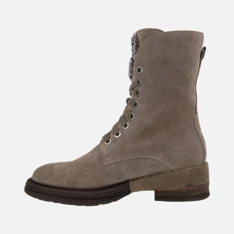 Botines joya con cordones Alma en pena en serraje taupe