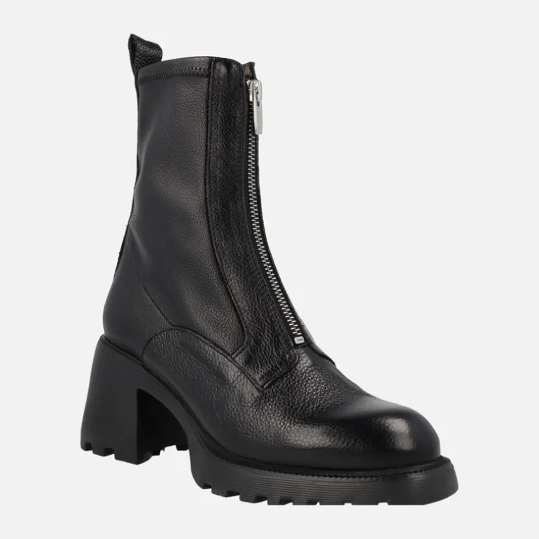 Botines Kid negros con cremallera frontal