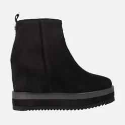 Botines lisos Vanity en serraje negro con cuña interior