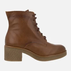 Botines marrones de piel con cordones y cremallera Barminton