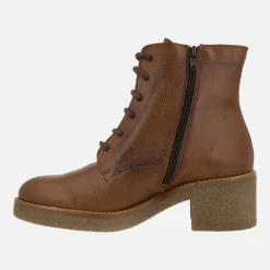 Botines marrones de piel con cordones y cremallera Barminton
