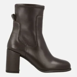 Botines marrones de tacón Nivel en piel con caña elástica