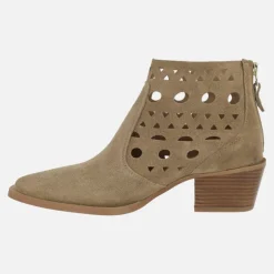 Botines Miller en piel serraje con cremallera trasera