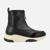 Botines multimaterial para mujer con cremallera central
