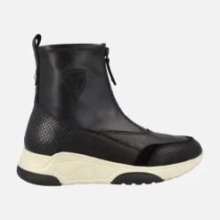 Botines multimaterial para mujer con cremallera central