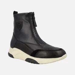 Botines multimaterial para mujer con cremallera central