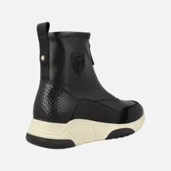Botines multimaterial para mujer con cremallera central