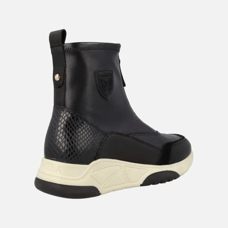 Botines multimaterial para mujer con cremallera central