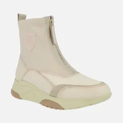 Botines multimaterial para mujer con cremallera central