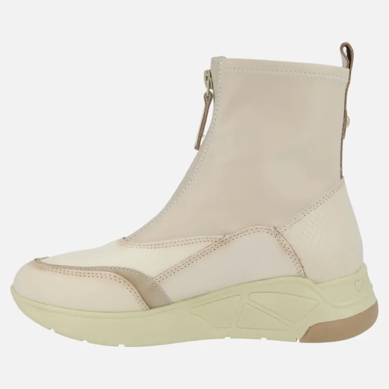 Botines multimaterial para mujer con cremallera central