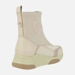 Botines multimaterial para mujer con cremallera central
