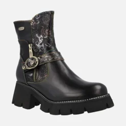 Botines negros con piso track y estampados Omio 03 Noir