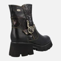 Botines negros con piso track y estampados Omio 03 Noir