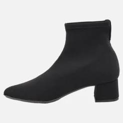 Botines negros de licra con tacón bajo