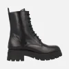 Botines negros de piel con cordones estilo militar con piso track