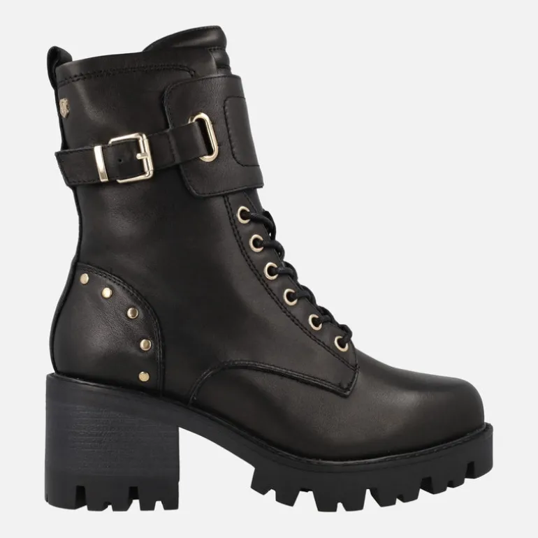 Botines negros de piel con cordones y piso track