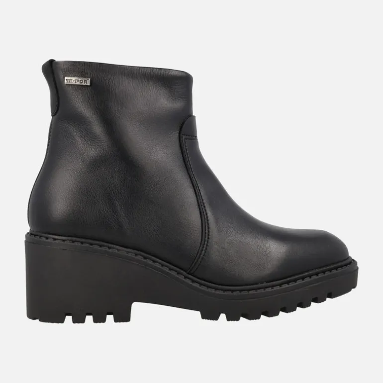 Botines negros de piel con membrana impermeable TE-POR