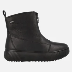 Botines negros de piel con cremallera frontal y membrana Gore-tex para mujer