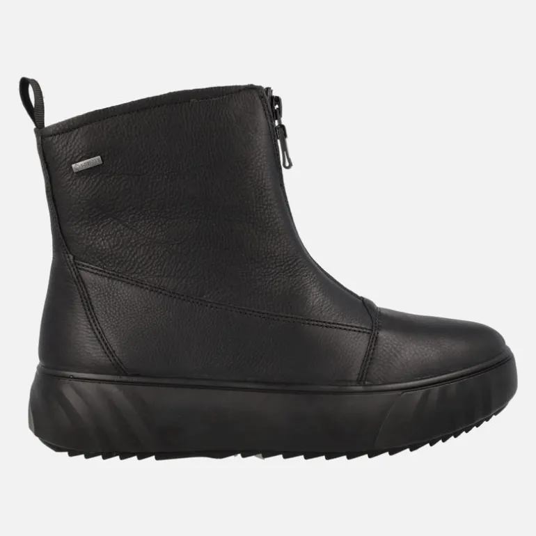 Botines negros de piel con cremallera frontal y membrana Gore-tex para mujer