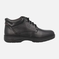 Botines negros de piel con cordones para hombre