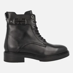 Botines negros de piel con cordones y cremallera Malawi