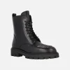 Botines negros de piel con cordones y tachas en la puntera Agnes
