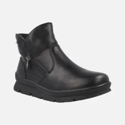 Botines negros de piel con cremallera exterior y sistema Waterproof