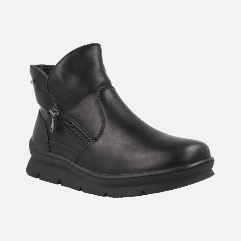 Botines negros de piel con cremallera exterior y sistema Waterproof