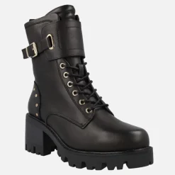 Botines negros de piel con cordones y piso track