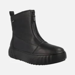 Botines negros de piel con cremallera frontal y membrana Gore-tex para mujer