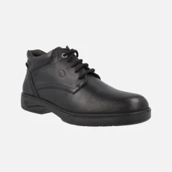 Botines negros de piel con cordones para hombre