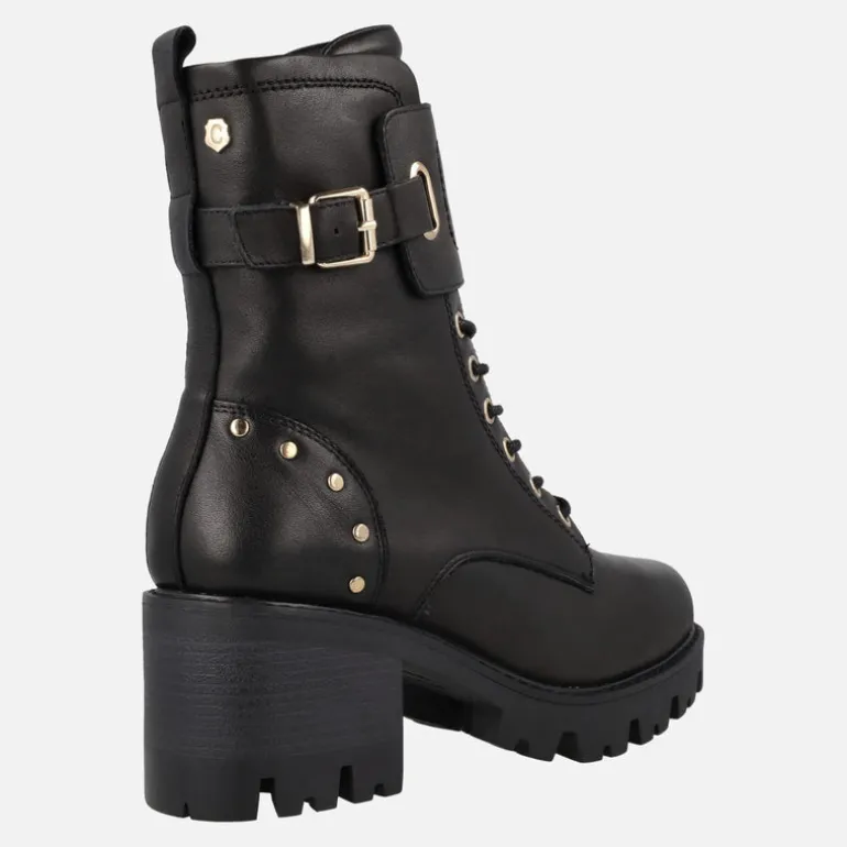 Botines negros de piel con cordones y piso track