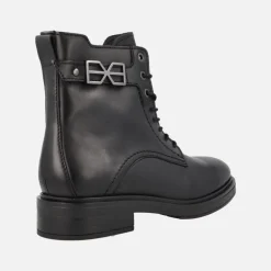 Botines negros de piel con cordones y cremallera Malawi