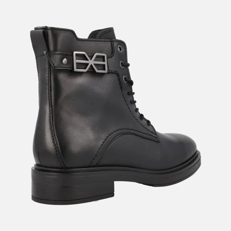 Botines negros de piel con cordones y cremallera Malawi