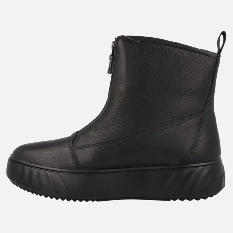 Botines negros de piel con cremallera frontal y membrana Gore-tex para mujer