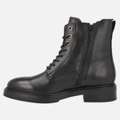 Botines negros de piel con cordones y cremallera Malawi