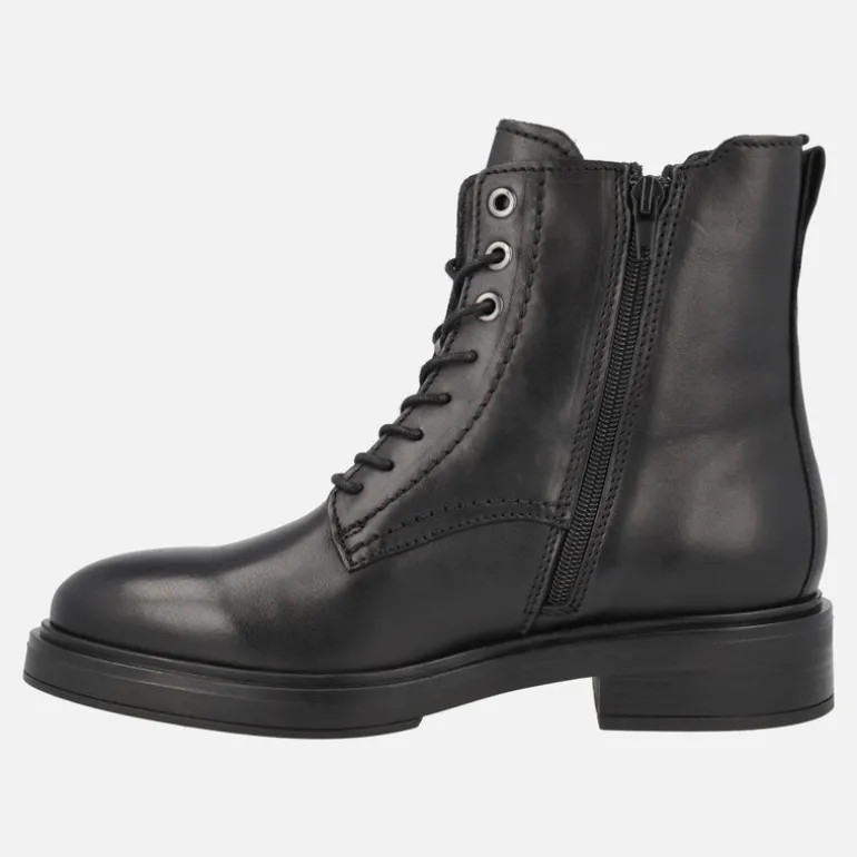 Botines negros de piel con cordones y cremallera Malawi