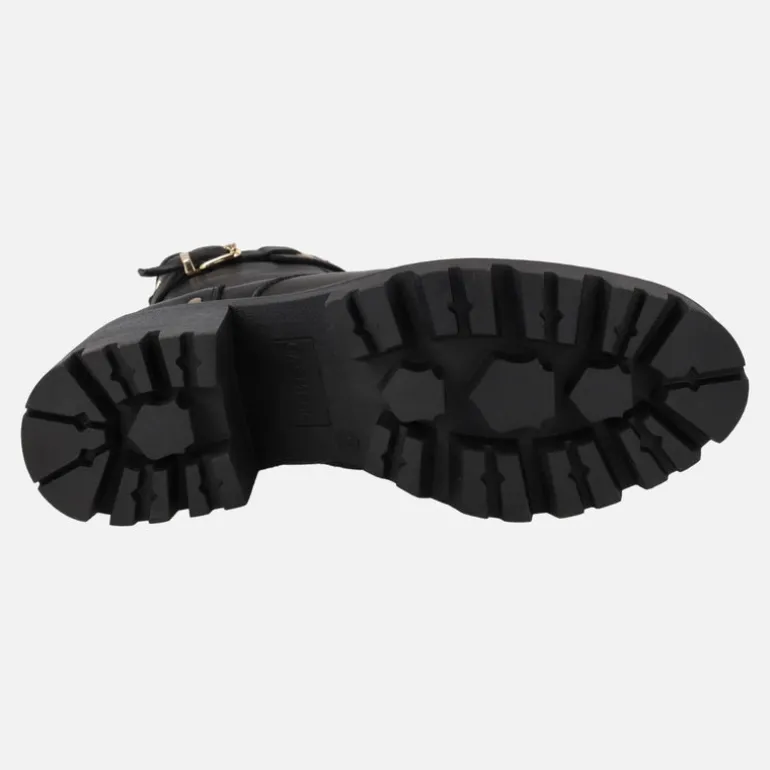 Botines negros de piel con cordones y piso track
