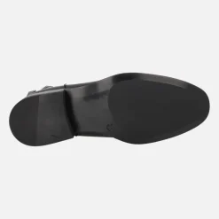 Botines negros de piel con adorno de cadena en el talón Couture